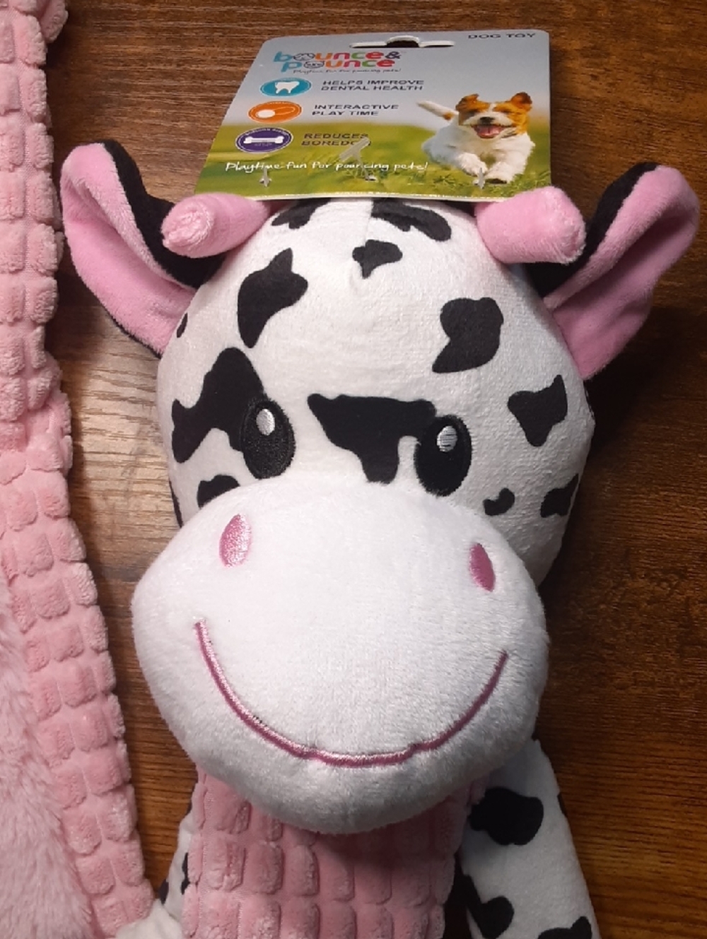Squeaky Plush Dog Toy Cow